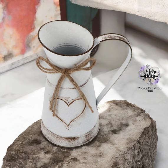 Vaso Vintage In Metallo Blu - Decorazione Rustica Per Fiori Casa E Giardino - Foto 12