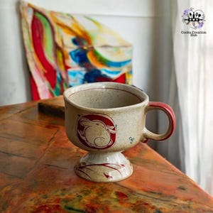 Vintage Japanese Coffee Cup With Handle And Animal Painted, 8.45 Oz Party Coffee Mug For Animal Lovers, Ceramic Mug, Breakfast Mug, Teacup