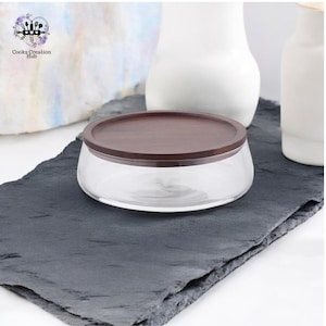 Creative Glass Food Container With Airtight Wooden Lid, Food Organizer, Kitchen Snacks-Nut-Fruits-Candies Jar, Kitchen Organizer