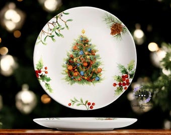 Keramische schotel kerstboom: bord voor feestdiner