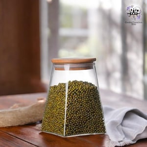Container Kitchen Jar, Glass Sealed Jar With Wood Lid, Glass Container, Jar For Storing Food, Cook Jar, Kitchen Organizer, Organization Box