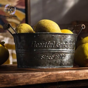 Vintage smeedijzeren fruitschaal: rustiek keukendecor in boerderij
