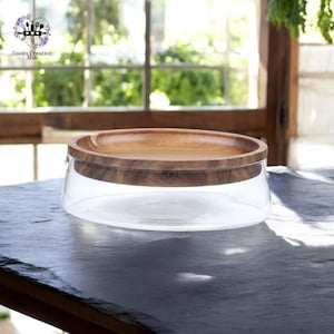 Creative Glass Food Container With Airtight Wooden Lid, Food Organizer, Kitchen Snacks-Nut-Fruits-Candies Jar, Kitchen Organizer
