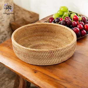 Storage Basket Bread Fruit Breakfast, New Woven Storage Basket, Rattan Round Storage Tray, Wicker Basket, Picnic Basket, Kitchen Basket