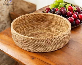 Storage Basket Bread Fruit Breakfast | New Woven Storage Canister | Rattan Round Tray
