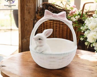 Easter Bunny Ceramic Candy Bowl: Artistic Decoration