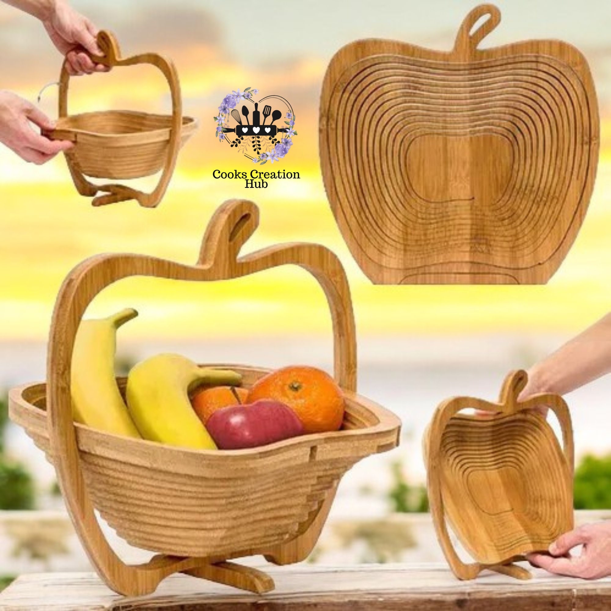 Coupe à Fruits En Bois Brûlé De Chêne Massif