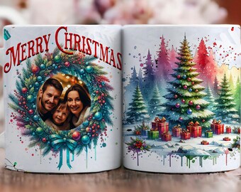 Kerst mok wrap 6+ bundel zet je eigen foto mok sjabloon voor sublimatie 11/15 oz foto kerst png-sjabloon voor Cricut mok pers