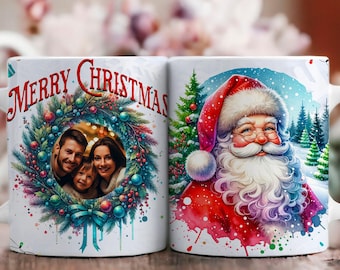 Kerst mok wrap 6+ bundel zet je eigen foto mok sjabloon voor sublimatie 11/15 oz foto kerst png-sjabloon voor Cricut mok pers