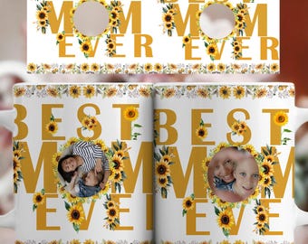 Tazza "La migliore mamma di sempre", design per tazze da 11 oz/15 oz, modello per tazza floreale in formato PNG per stampa a sublimazione, tazza con girasole