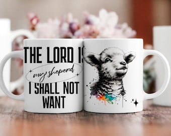 Il Signore è il mio pastore Png, involucro di sublimazione cristiana, versetto della Bibbia Png 11oz / 15oz MUG disegni di sublimazione, Gesù Png - Download istantaneo