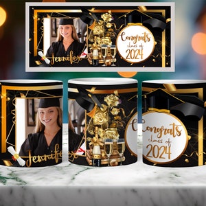 Graduation Mug Wrap 11Oz And 15Oz Add Your Own Photo Graduation 2025 Prom Png For Sublimation Personalized Name Graduation Png Mug Template