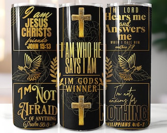 Afirmaciones cristianas 20oz Flaco Vaso Sublimación Verso Bíblico Vaso Envoltura Citas Cristianas PNG Sublimación Envoltura Jesús Vaso Envoltura