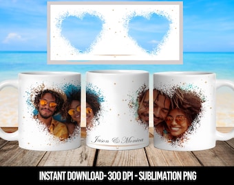 Photo Mug Wrap Hearth Photo Collage Valentine Mug Wrap 11Oz / 15Oz Heart Picture Mug Template Coffe Mug Template With Picture For Cricut