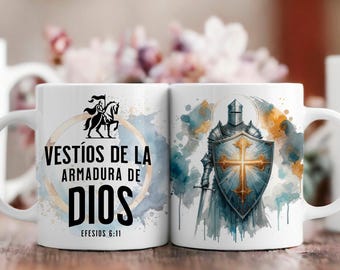 Spanish - Chrsitian Mug Wrap Bible Verse Png For Sublimation 11Oz/15Oz Mug Wrap Armor Of GOD Sublimation Design Christian Quotes Cup Wrap