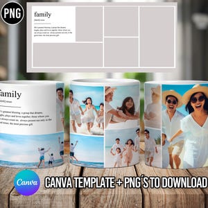 Family Photo Collage Mug Wrap Canva Template Family Reunion Mug Wrap Add Your Own Photo Mug Wrap Photo Frame Mug 11/15Oz Mug Template Png