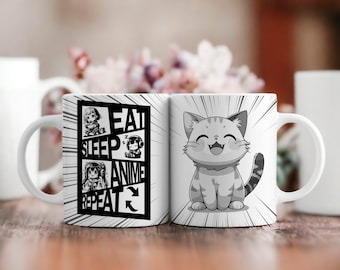 Modello di design per tazze anime / Involucri per tazze kawaii, PNG per sublimazione (download digitale)
