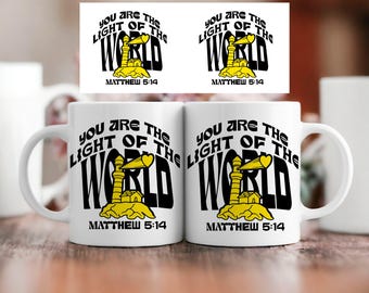 Christian Png Christian Mug Wrap Bibel-Vers Png für Sublimation 11Oz / 15Oz Becherverpackung Sie sind das Licht der Welt Sublimation Wrap JesusPng