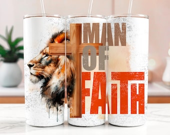 Tumbler Wrap Uomo di fede da 20 once, sottile, dritto/conico, con design a tumbler, Tumbler Wrap Uomo di fede, Christian Png