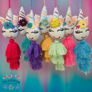 Unicorn hand-embroidered ornaments