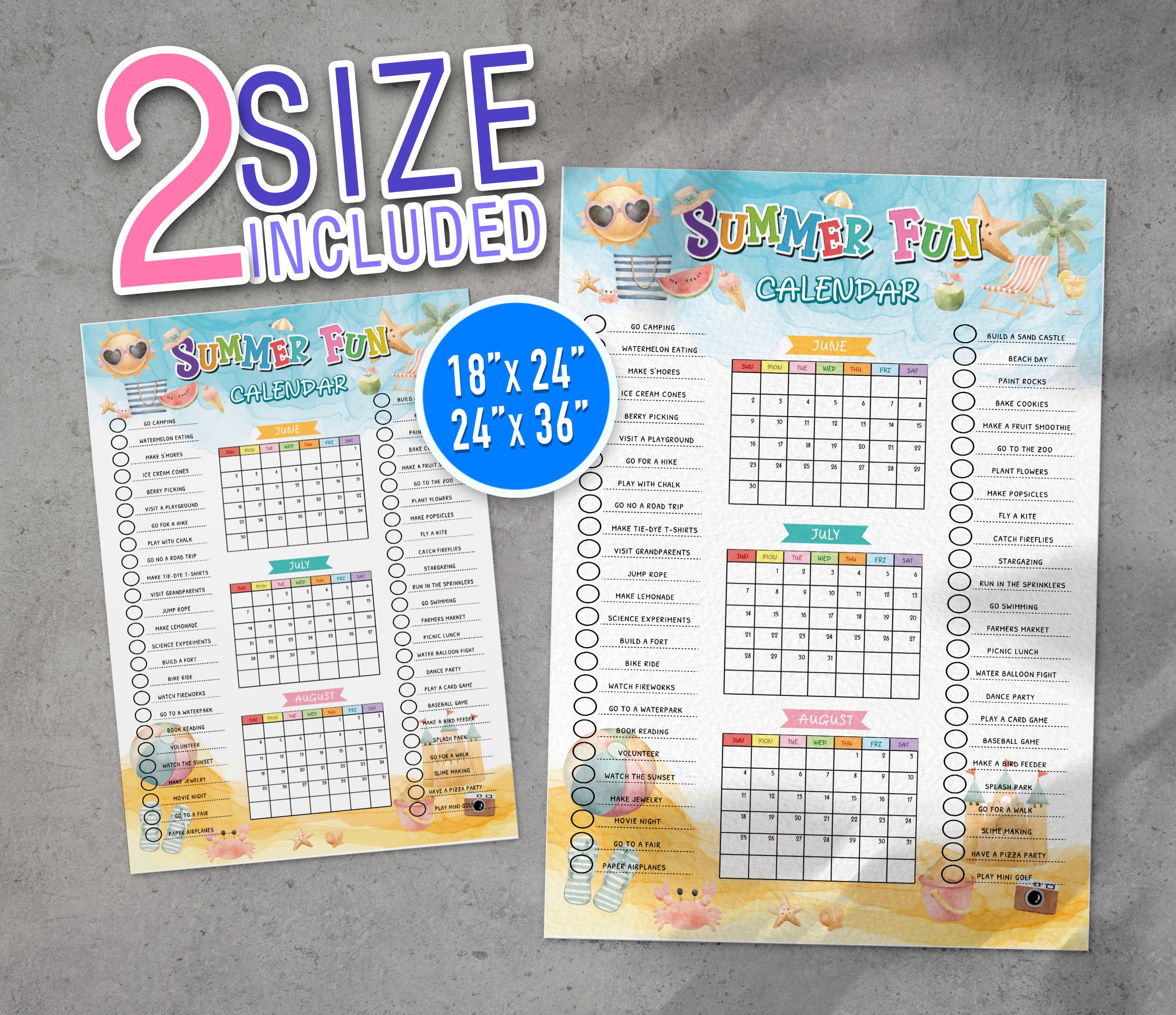 Editable Summer Calendar Poster Printables Summer Fun Bucket List ...