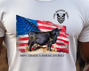 American Beef Graphic T-Shirt: Cattle Tee, Unisex Fit