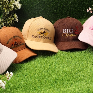 Gorra de pana bordada personalizada - Gorra de béisbol personalizada con logotipo, hecha a pedido, para papá o papá - Ajuste unisex para él y para ella