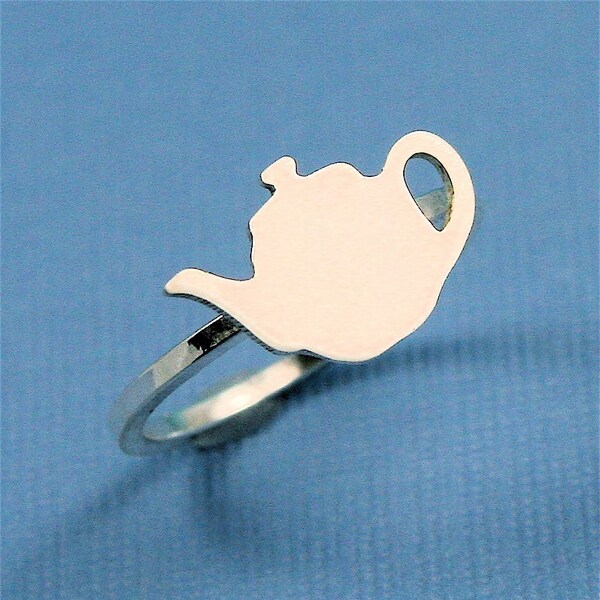 Silver Tiny Whimsical Teapot Ring