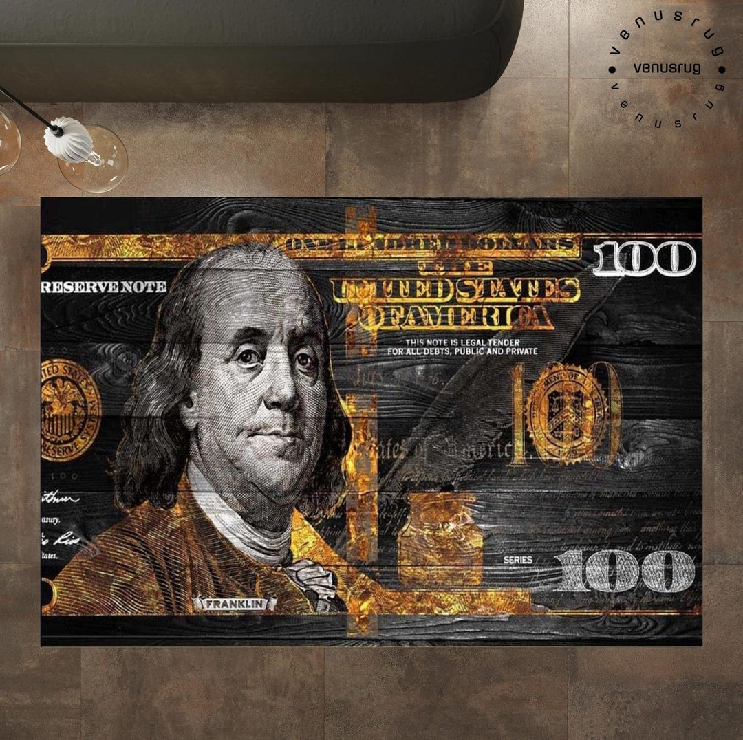 100 Dollar Morty Rug,benjamin Franklin Rug,artistic Dollar Decoration ...