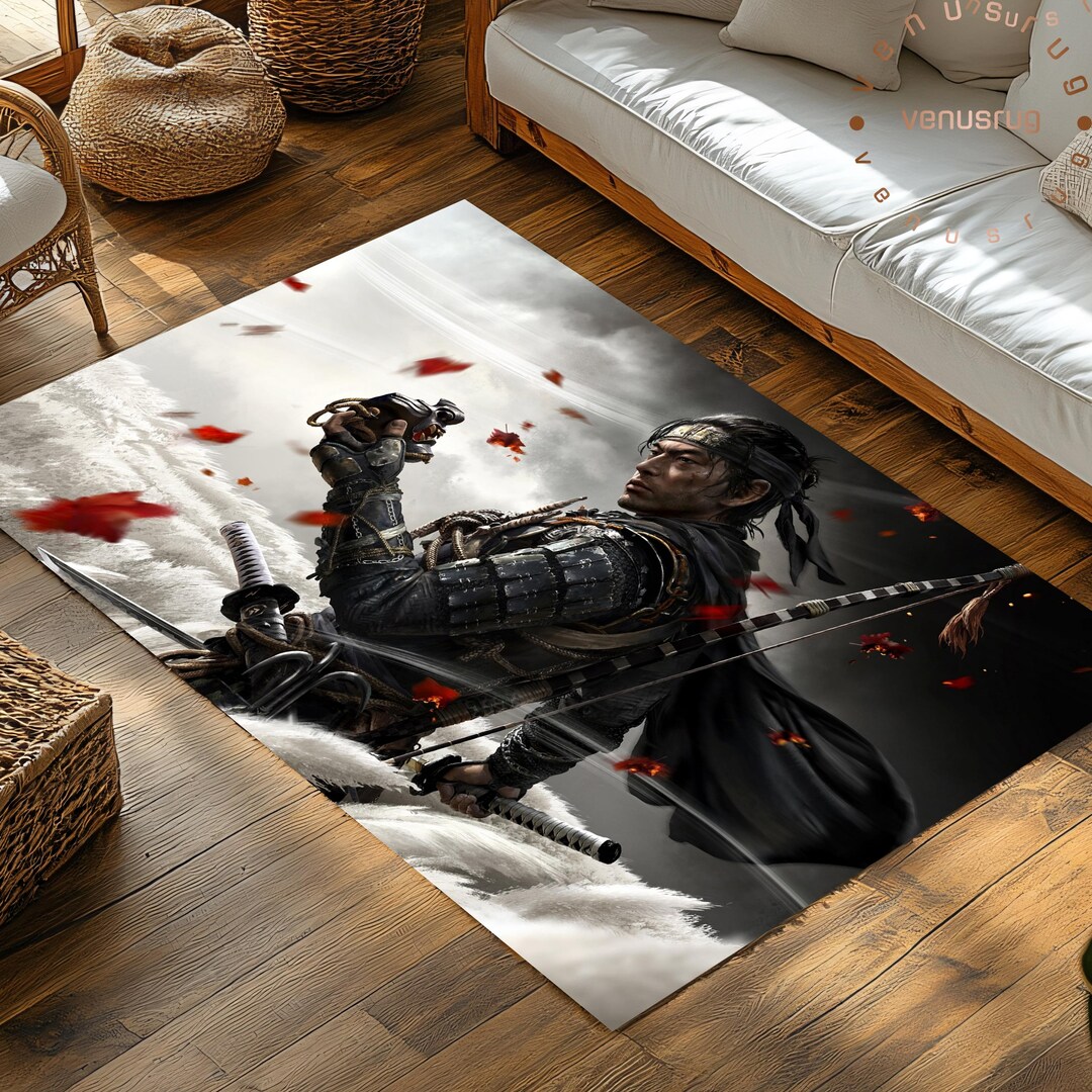 Samurai Warrior Art Rug Epic Japanese Ronin Carpet, Feudal Japan ...