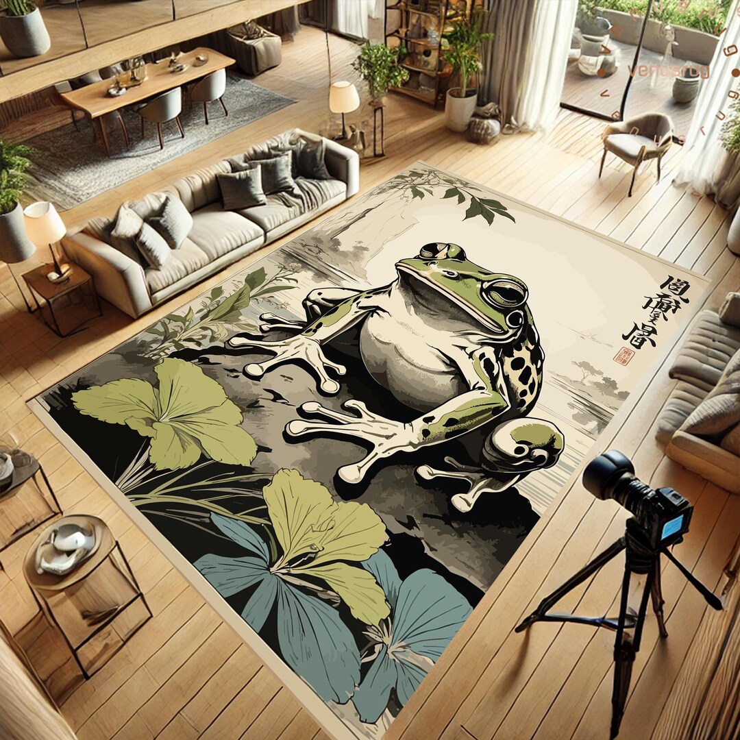 Frog Rugs Vintage Japanese Frog Art Rug,traditional Nature-inspired Decor,unique ...