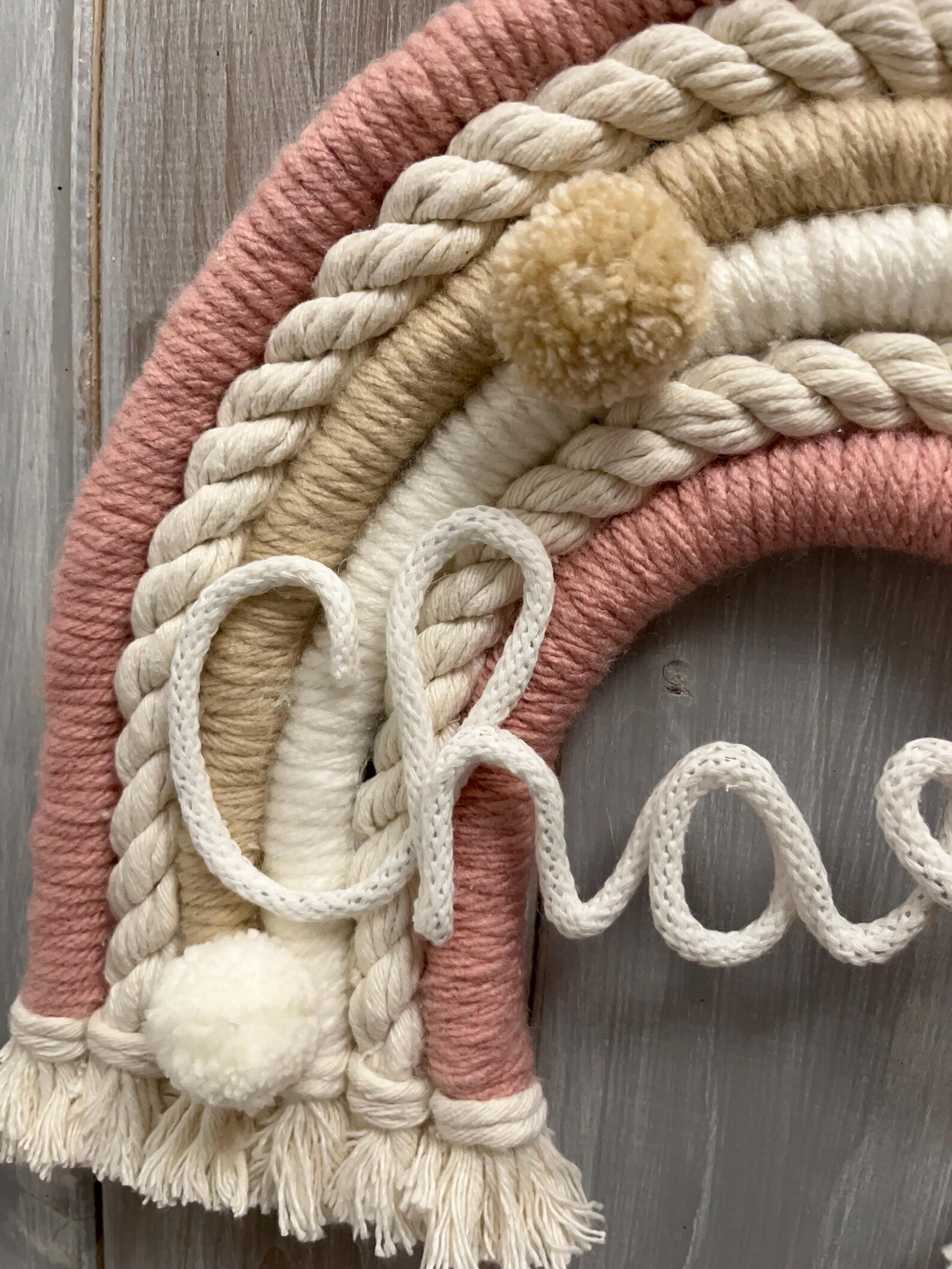 Personalized Rope Rainbow Wall Hanging: Boho Nursery Decor With Pom ...