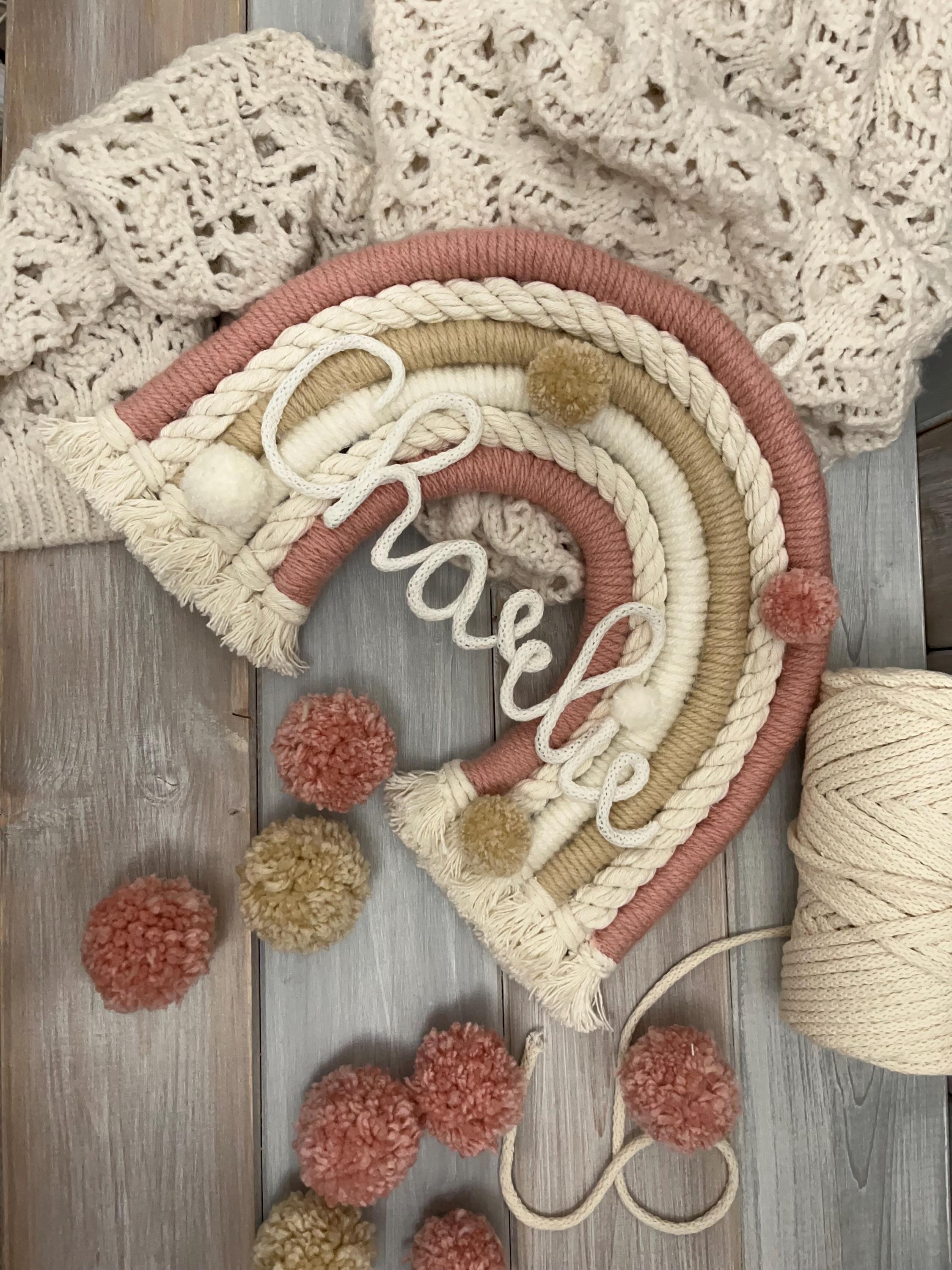 Personalized Rope Rainbow Wall Hanging: Boho Nursery Decor With Pom ...