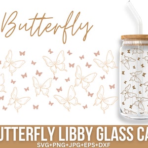Papillon Libbey peut Svg, Svg papillons, Svg Animal, papillon svg, Svg de remise des diplômes, enveloppe de verre Libby, coupé pour Cricut, Silhouette