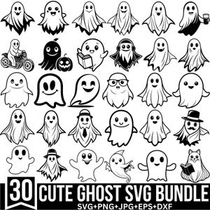 Cute Ghost svg Bundle, Halloween svg, Retro Halloween svg, Ghost Reading, Ghost svg Bundle, Ghost svg, Dog Ghost svg, Cut Cricut, Silhouette