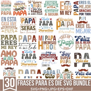Frases Para el Dia del Papá Svg, Papa te Quiero Svg, los Padres Svg, Gracias Papá Svg, père mexicain cadeau Svg, pour Cricut, Silhouette
