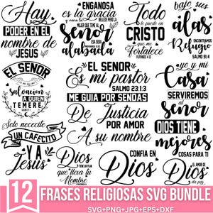 Frases Religiosas Svg Bundle, Frases Biblicas Svg, Frases Cristianas Svg, Encomienda A Dios Svg, Dios Es Amor Svg, Español Svg, Para Cricut