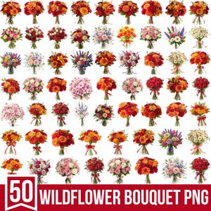 Bukiet kwiatów Png Bundle, Akwarela Kwiatowy Clipart, Boho Kwiatowa Aranżacja, Ręcznie Malowany Kwiat Png, Projekt Sublimacji, Pobieranie Cyfrowe