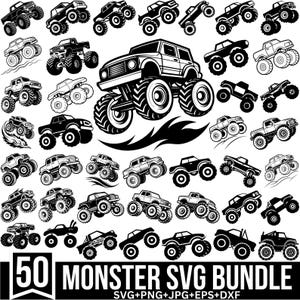 Monstertruck-Svg-Bundle, Monstertruck-Svg, Monster-Truck-Vektorgrafik, Monster-Truck-Shirt, Auto-Svg, Off-Road-Svg, Cut-Dateien Cricut, Silhouette