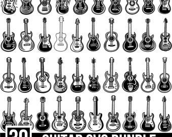 Guitar Svg Bundle,  Electric Guitar Svg, Acoustic Guitar Svg, Guitar Note Svg, Music Lovers svg, Guitar Clipart, Music Svg, For Cricut