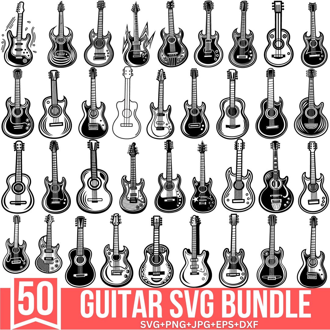 Guitar Svg Bundle, Electric Guitar Svg, Guitar Note Svg, Acoustic