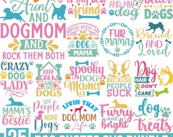 犬好きママの名言集SVGバンドル、面白いペット好きデザイン（デジタルダウンロード）