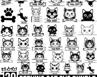 Peeking Cat SVG Bundle, Kitten Clipart, Cat Breeds (Digital Download)