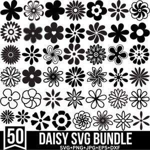 Daisy Svg Bundle, Daisy Flower Svg, Spring Svg, Daisy logo, Simple Daisy Svg, Daisy Monogram Svg, Daisy for embroidery, Cricut, Silhouette