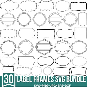 Label Frames Svg bundel, Shapes Svg, Vintage Frames Svg, Banner Svg, transparante achtergrond, Label Frame Clipart, gesneden Cricut, silhouet