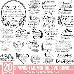Bundle svg commémoratif espagnol, Despedidas Non Son Para Siempre, svg du souvenir, Tus hélas estaban listes svg, fichier de coupe pour Cricut, Silhouette