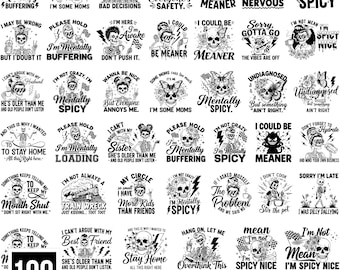 Funny Sarcastic Skulls SVG Bundle | 100 Designs Adult Humor SVG | Sassy Sarcastic Quotes | Funny Skeleton SVG | Cricut Silhouette Cut Files