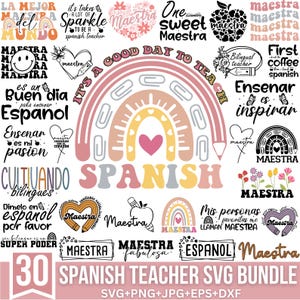 Pacote de SVG para Professor de Espanhol, SVG para Professor Retro, Citação de Professor SVG, Professora SVG, Espanhol SVG, Maestra SVG, Ensinar SVG, Para Cricut, Silhueta