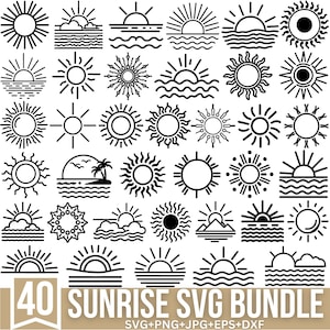 Sunrise Svg Bundle, Sunset Sunrise, Sunrise vector, Sun Svg, sunset clipart, Beach Svg, Sunset Svg, Cut File Cricut, Silhouette