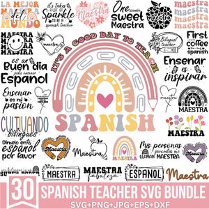 Spanish Teacher Svg Bundle, Spanish Svg, Profesora Svg, Maestra Svg, Retro Teacher Svg, Teacher Quote Svg, Teach Svg,For Cricut, Silhouette